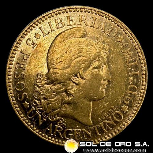 ARGENTINA - CINCO PESOS - UN ARGENTINO, 1883 - MONEDA DE ORO