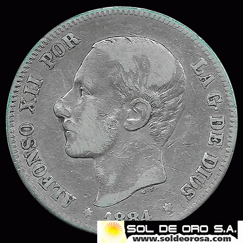 NA2 - ESPANHA - 2 PESETAS - 1884 - ALFONSO XII REY - MONEDA DE PLATA