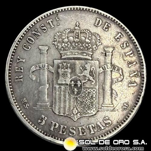 	NA2 - ESPAÑA - 5 PESETAS, 1885 - ALFONSO XII REY DE ESPAÑA - MONEDA DE PLATA