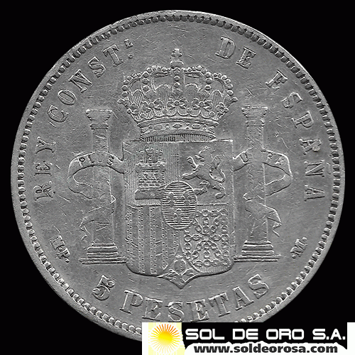 NA2 - ESPANHA - 5 PESETAS - 1889 - ALFONSO XIII REY - MONEDA DE PLATA