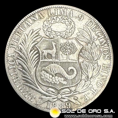 NA4 - REPUBLICA PERUANA - 1 SOL, 1889 - MONEDA DE PLATA