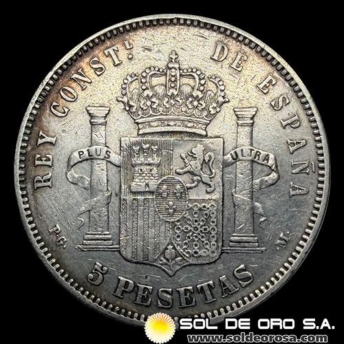 NA2 - ESPAÑA - 5 PESETAS, 1891 - ALFONSO XIII REY DE ESPAÑA - MONEDA DE PLATA