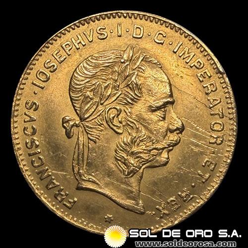 AUSTRIA - IMPERIO AUSTRIACO - 4 FLORINES / 10 FRANCOS, 1892 - MONEDA DE ORO