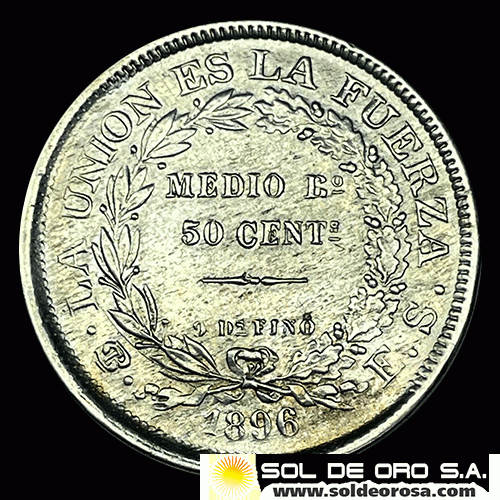 NA2 - NUMIS - REPUBLICA BOLIVIANA - 50 CENTAVOS - 1896 - MONEDA DE PLATA