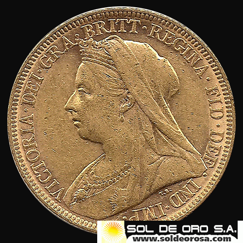 INGLATERRA - SOVEREIGN, LIBRA INGLESA (VICTORIA - CABEZA VIEJA), 1897 - MONEDA DE ORO