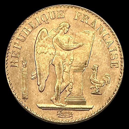FRANCIA - 20 FRANCOS, TIPO ANGEL ESCRIBIENDO, 1897 - MONEDA DE ORO
