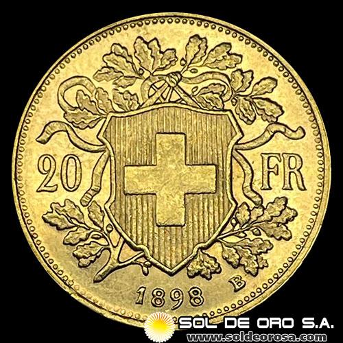 FRANCIA - REPUBLIQUE FRANCAISE - 20 FRANCOS, TIPO ANGEL ESCRIBIENDO - 1898 - MONEDA DE ORO