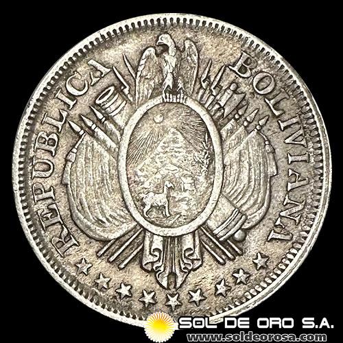 NA1 - BOLIVIA - 50 CENTAVOS, 1900 - MONEDA DE PLATA
