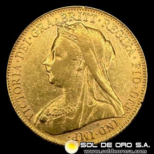 INGLATERRA - SOVEREIGN, LIBRA INGLESA (VICTORIA - CABEZA VIEJA), 1900 - MONEDA DE ORO