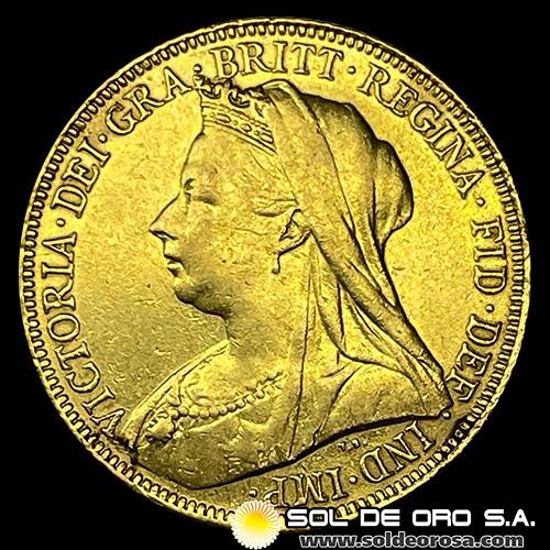 INGLATERRA - SOVEREIGN, LIBRA INGLESA (VICTORIA - CABEZA VIEJA) - 1896 - MONEDA DE ORO
