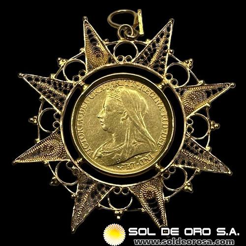INGLATERRA - SOVEREIGN, LIBRA INGLESA (VICTORIA - CABEZA VIEJA) - MONEDA DE ORO 