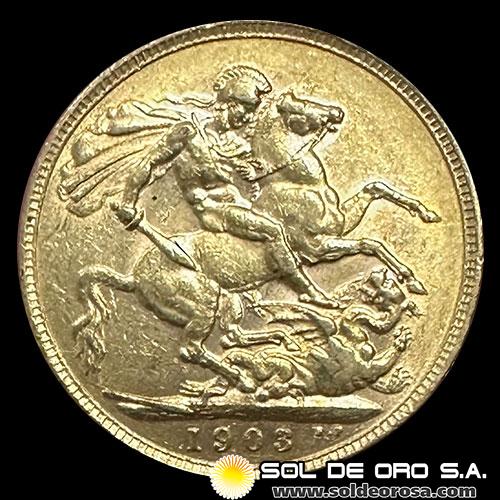 INGLATERRA - SOVEREIGN, LIBRA INGLESA (EDUARDO VII) - 1903 - MONEDA DE ORO