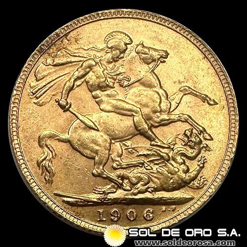 INGLATERRA - SOVEREIGN, LIBRA INGLESA (EDUARDO VII) - 1906 - MONEDA DE ORO