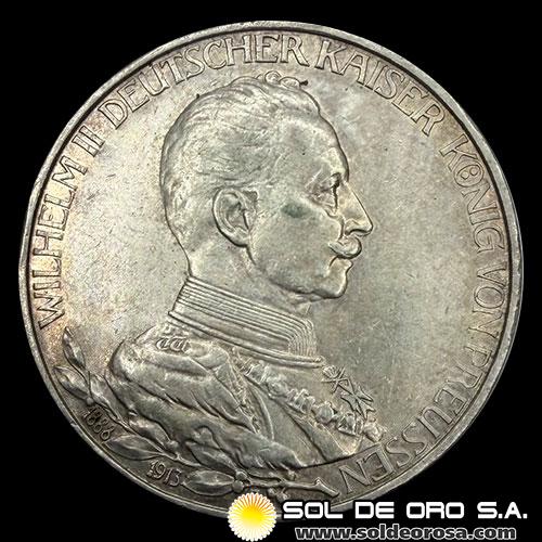 NA1 - ALEMANIA - 3 MARK, 1913 - WILHELM II - MONEDA DE PLATA