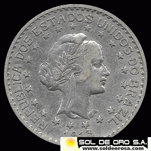 NA2 - NUMIS - BRASIL - 1000 REIS - 1913 - MONEDA DE PLATA