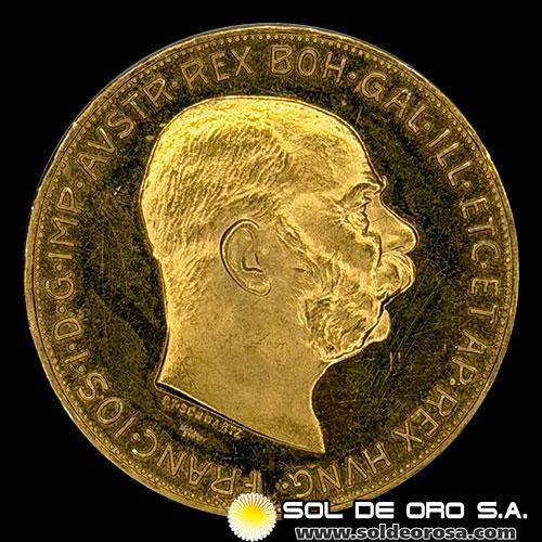 AUSTRIA - 100 CORONAS, 1915 - MONEDA DE ORO