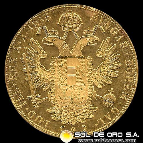 AUSTRIA - 4 DUCADOS, 1915 - MONEDA DE ORO
