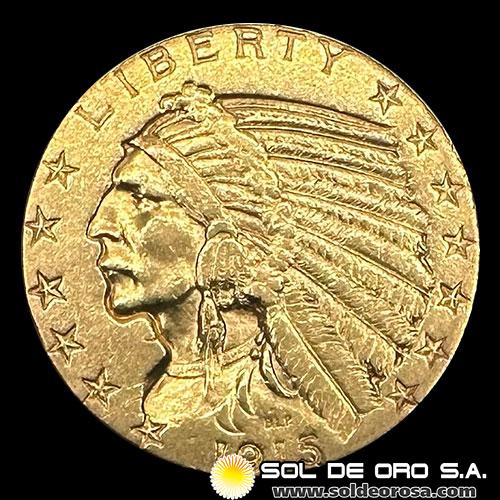ESTADOS UNIDOS DE AMERICA - 5 DOLLARS, 1915 - INDIAN HEAD - MONEDA DE ORO
