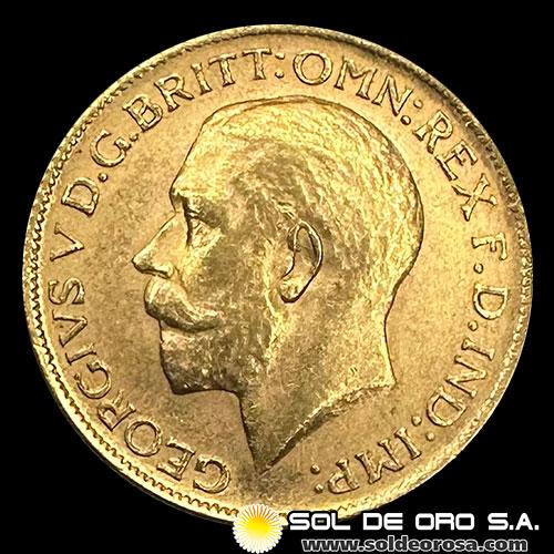 INGLATERRA - SOVEREIGN (GEORGE V), LIBRA INGLESA, 1916 - MONEDA DE ORO