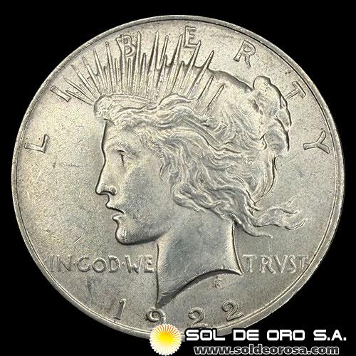 NA3 - ESTADOS UNIDOS DE AMERICA - PEACE DOLLAR, 1922 - PHILADELPHIA - MONEDA DE PLATA