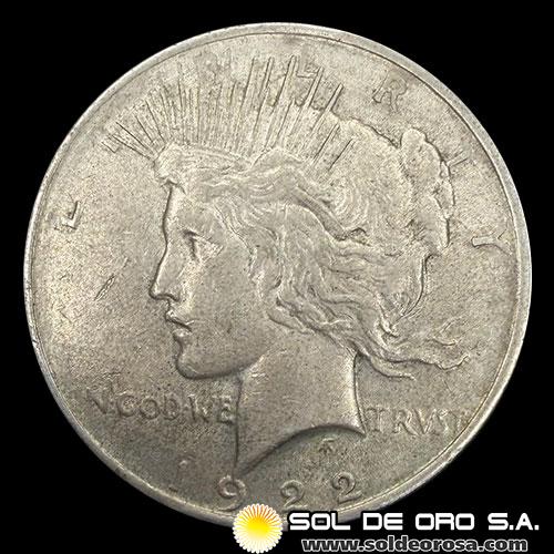 NA3 - ESTADOS UNIDOS DE AMERICA - PEACE DOLLAR, 1922 - PHILADELPHIA - MONEDA DE PLATA