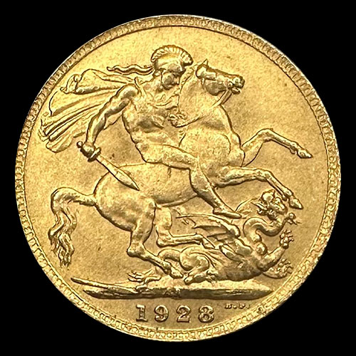 INGLATERRA - SOVEREIGN, LIBRA INGLESA (GEORGE V) - 1928 - MONEDA DE ORO