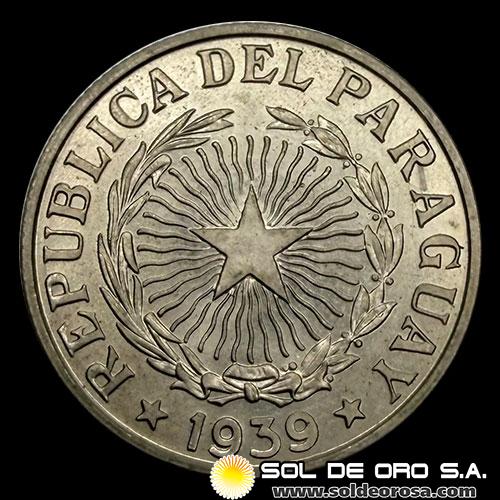 NUMIS - MONEDAS DEL PARAGUAY - 5 PESOS, 1939 - MONEDA DE COBRE Y NIQUEL