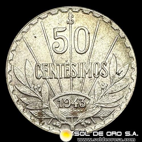 NA4 - URUGUAY - 50 CENTESIMOS, 1943 - MONEDA DE PLATA