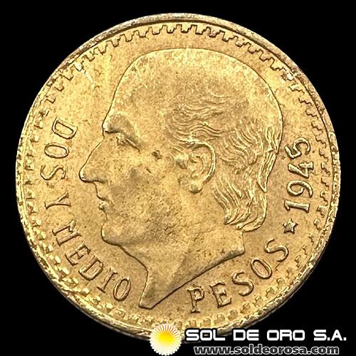 REPUBLICA DE MEXICO - 2,50 PESOS, 1945 - MONEDA DE ORO