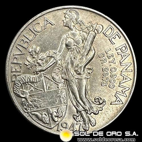 NA4 - REPUBLICA DE PANAMA - 1 BALBOA, 1947 - MONEDA DE PLATA