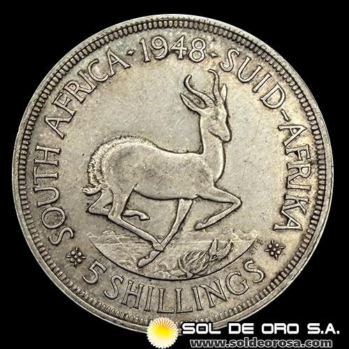 NA4 - SUDAFRICA - 5 SHILLINGS, 1948 - GEORGE VI - MONEDA DE PLATA