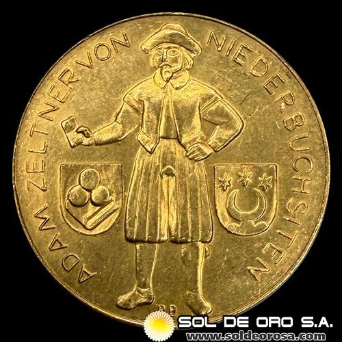SUIZA - 300 YEAR ANNIVERSARY OF PEASANTS WAR - 1953 - MEDALLA DE ORO .900