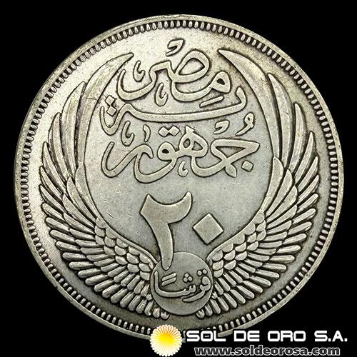 NA2 - EGIPTO - 20 QIRSH, 1956 - MONEDA DE PLATA