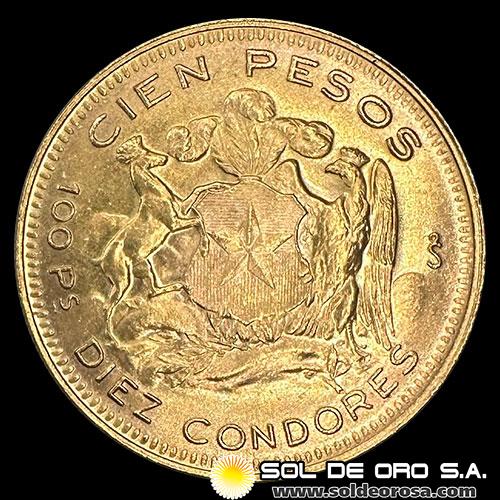 REPUBLICA DE CHILE - 100 PESOS - 1953 - MONEDA DE ORO