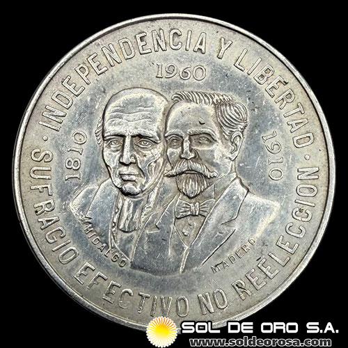NA4 - MEXICO - 10 PESOS, 1960 - INDEPENDENCIA Y LIBERTAD - MONEDA DE PLATA