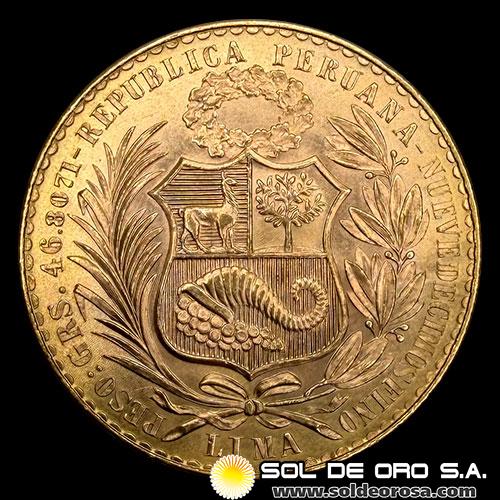 REPUBLICA PERUANA - CIEN SOLES DE ORO, 1961 - MONEDA DE ORO