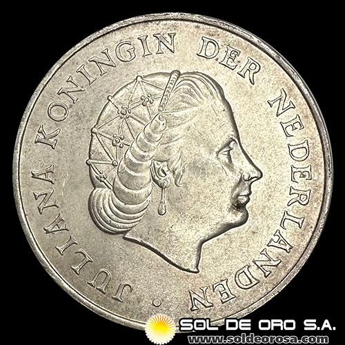 NA3 - HOLANDA - ANTILLAS HOLANDESAS - 2 1/2 GULDEN, 1964 - JULIANA - MONEDA DE PLATA