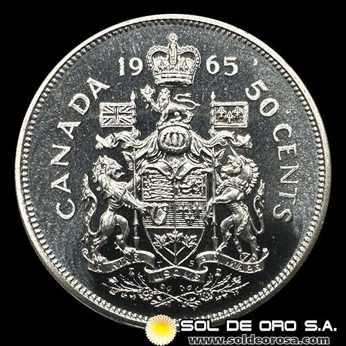 NA2 - CANADA - 50 CENTS, 1965 - ELIZABETH II - MONEDA DE PLATA