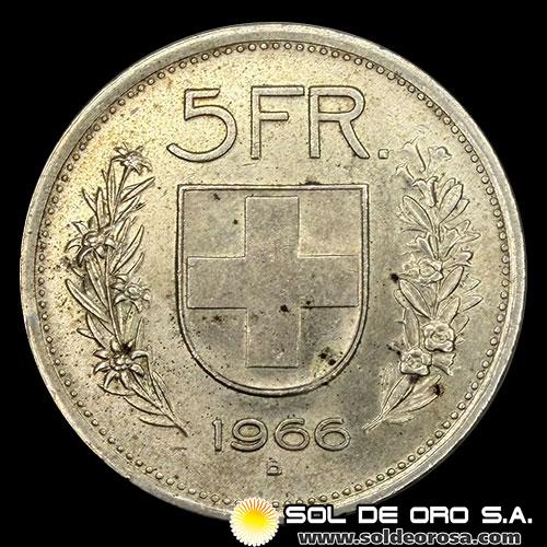 NA4 - SUIZA - 5 FRANCS, 1966 - MONEDA DE PLATA