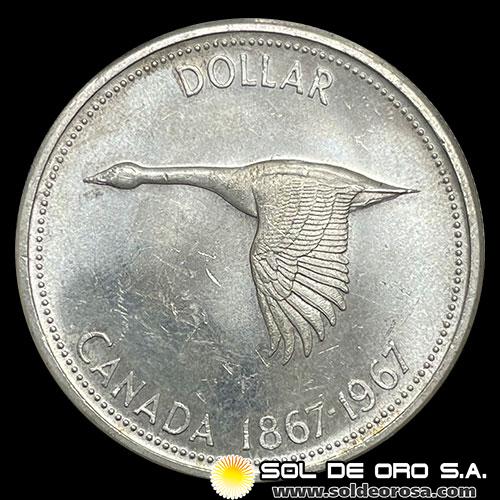 CANADA - 1 DOLLAR, 1967 - CONFEDERATION CENTENNIAL - ELIZABETH II - MONEDA DE PLATA