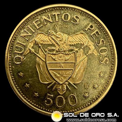 COLOMBIA - 500 PESOS, 1968 - XXXIX CONGRESO EUCARISTICO INTERNACIONAL - MONEDA DE ORO