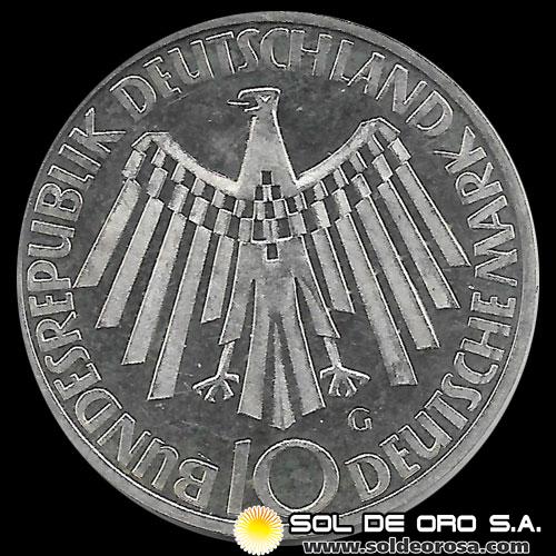 NA1 - ALEMANIA - 10 MARK - 1972.d - Series: Munich Olympics - MONEDA DE PLATA 