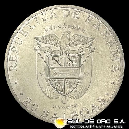 53 - PANAMA - 20 BALBOAS, 1972 - SIMON BOLIVAR - MONEDA DE PLATA