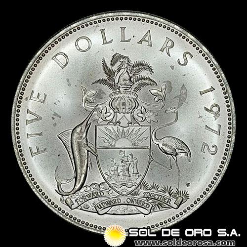 NA1 - COMMONWEALTH OF BAHAMAS - 5 DOLLARS, 1972 - ELIZABETH II - MONEDA DE PLATA