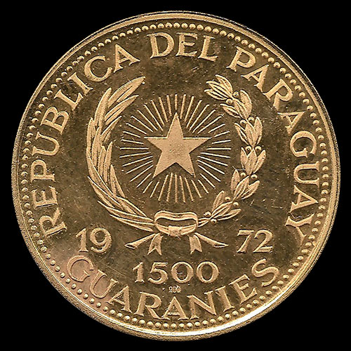 STAL - PARAGUAY - PM 72 - 1.500 GUARANIES, 1972 - Motivo: OLIMPIADA MUNICH – SALTO LARGO (HIGH JUMPER) - MONEDAS CONMEMORATIVAS DE ORO
