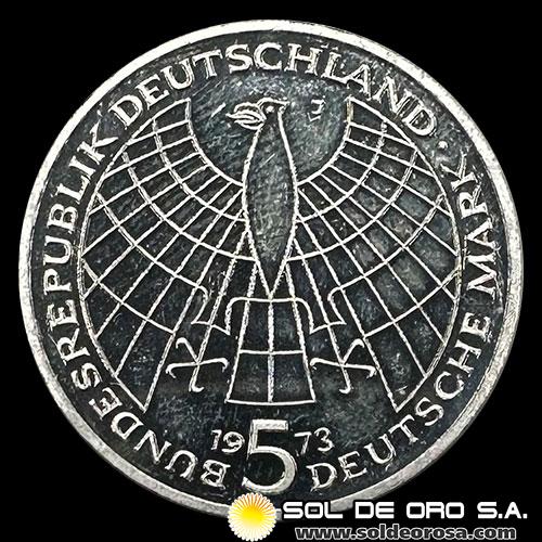 NA1 - ALEMANIA - 5 MARK - 1973 - Subject: 500th Anniversary - Birth of Nicholas Copernicus - MONEDA DE PLATA