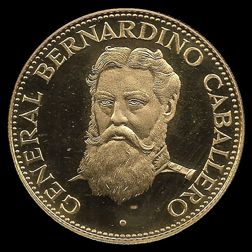 72 - PARAGUAY - PM 102 - 1.500 GUARANIES, 1973 - Motivo: GENERAL BERNARDINO CABALLERO - MONEDAS CONMEMORATIVAS DE ORO