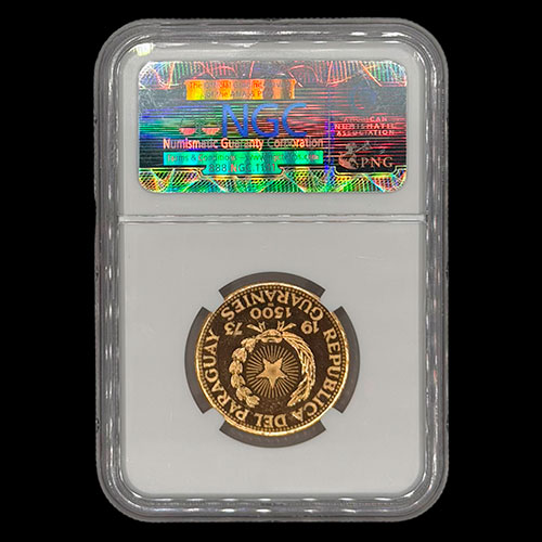 STAL - PARAGUAY - PM 105 - 1.500 GUARANIES, 1973 - Motivo: MUJER SENTADA - CULTURA TEOTIHUACANA - MONEDAS CONMEMORATIVAS DE ORO