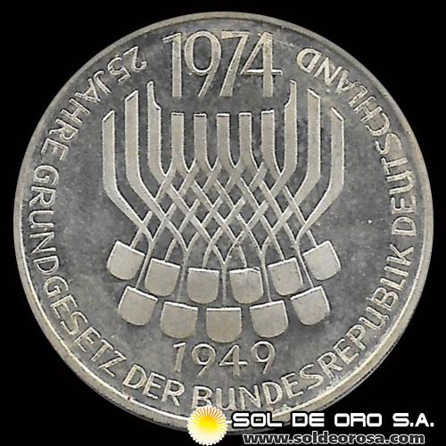 NA1 - ALEMANIA - 5 MARK - 1974 - SUBJECT: 25TH ANNIVERSARY - CONSTITUTIONAL LAW - MONEDA DE PLATA 