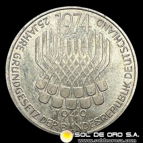NA1 - ALEMANIA - 5 MARK - 1974 - Subject: 25th Anniversary - Constitutional Law - MONEDA DE PLATA